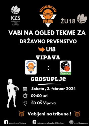 Košarkarska tekma ŽU18