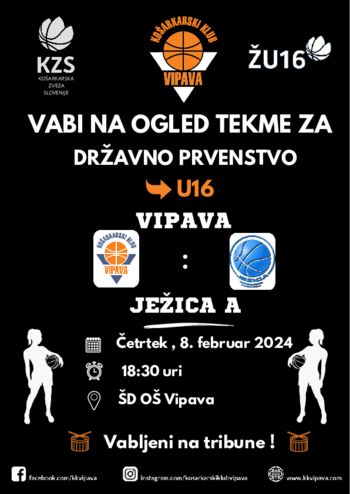 Košarkarska tekma ŽU16