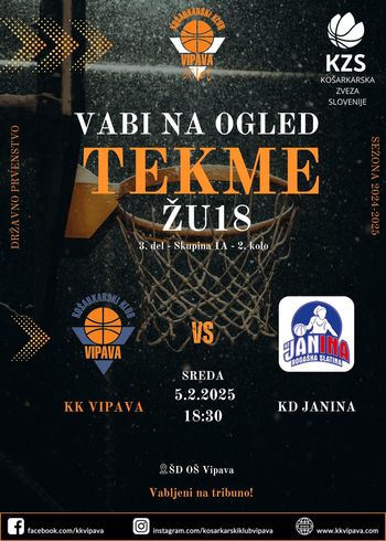 Košarkarska tekma ŽU18