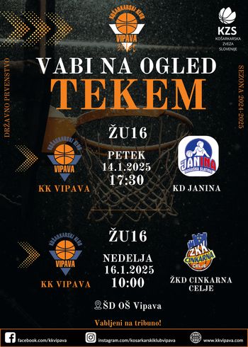 Košarkarska tekme ŽU16