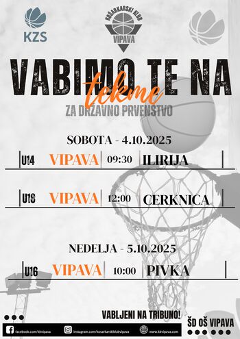 Košarkarske tekme KK Vipava