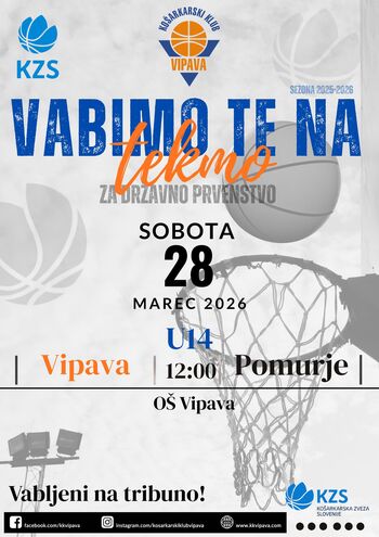 Vabilo na domačo tekmo deklet U14