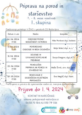 Tečaj "Priprava na porod in starševstvo" prihaja tudi v Zdravstveni dom Radovljica