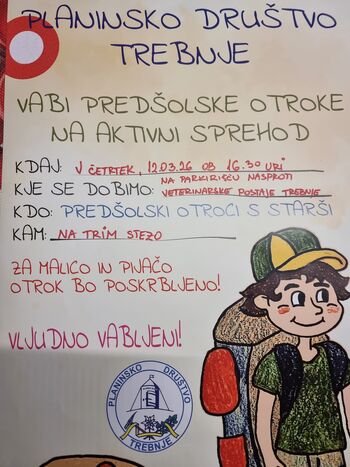 vabilo na aktivni sprehod Cici planincev PD Trebnje