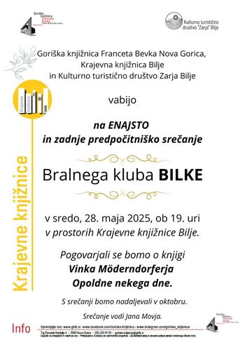 Bralni klub Bilke: enajsto in zadnje predpočitniško srečanje.