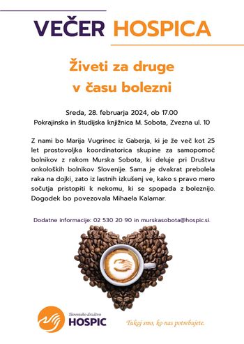Večer Hospica: Živeti za druge v času bolezni
