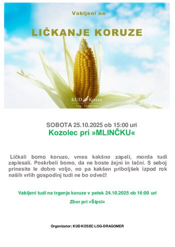 Ličkanje koruze 2025