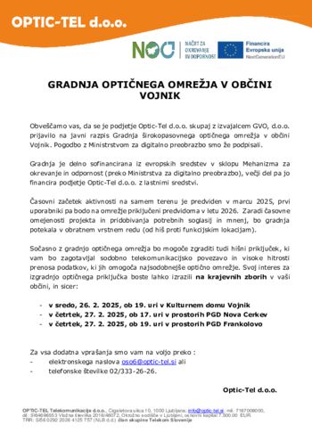 Gradnja optičnega omrežja v Občini Vojnik