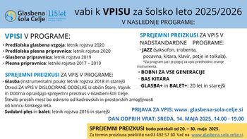 Glasbena šola Celje vabi k vpisu