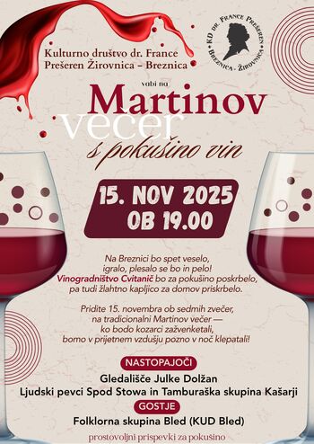MARTINOV VEČER S POKUŠINO VIN
