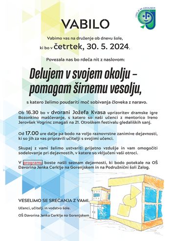 Dan šole - Delujem v svojem okolju - pomagam širnemu vesolju