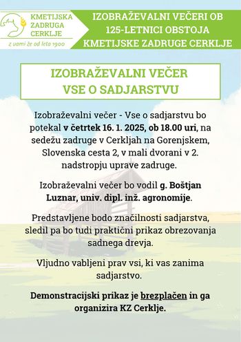 Izobraževalni večer - Vse o sadjarstvu