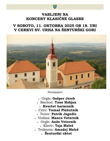Koncert klasične glasbe na Šenturški Gori