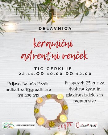 DELAVNICA KERAMIČNI ADVENTNI VENČEK