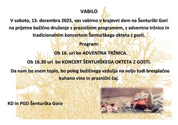 Adventna tržnica in koncert Šenturškega okteta