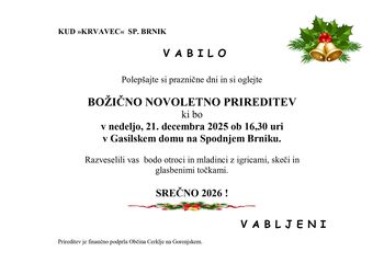 Božično-novoletna prireditev na Spodnjem Brniku
