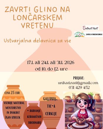 Zavrti glino na lončarskem vretenu - delavnica