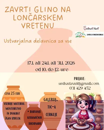 Zavrti glino na lončarskem vretenu - delavnica