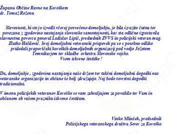 Županu Občine Ravne na Koroškem dr. Tomaž Roženu Županu Občine Ravne na Koroškem dr. Tomaž Roženu