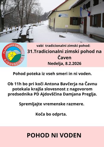 31. Tradicionalni zimski pohod na Čaven