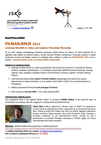 Razpis FILMARJENJE 2025 Razpis FILMARJENJE 2025