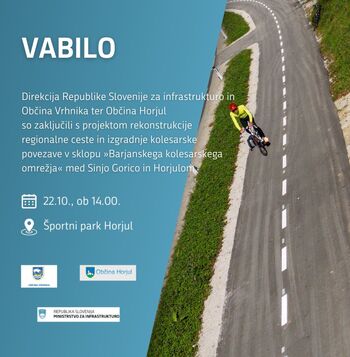 VABILO NA OTVORITEV KOLESARSKE STEZE VABILO NA OTVORITEV KOLESARSKE STEZE