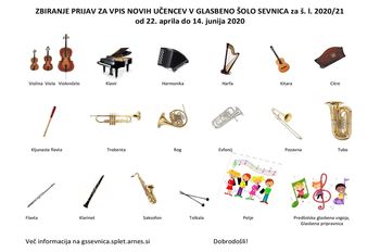 VPIS novih učencev v Glasbeno šolo Sevnica v š. l. 2020/21