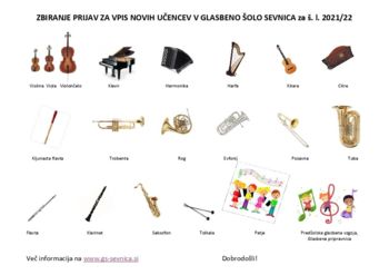 Vpis novih učence v Glasbeno šolo Sevnica za š. l. 2021/22 - avgustovski rok
