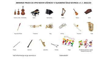 POVABILO K VPISU V GLASBENO ŠOLO SEVNICA za šolsko leto 2022/2023