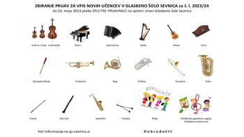 Dan odprtih vrat in zbiranje prijav za vpis v Glasbeno šolo Sevnica za š. l. 2023/2024