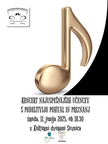 Koncert najuspešnejših učencev Glasbene šole Sevnica s podelitvijo pohval in priznanj