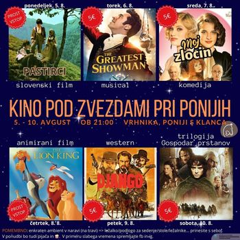 Kino pod zvezdami pri Ponijh s klanca