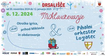 Predstava za otroke, prihod Miklavža in obdarovanje (drsališče Logatec)