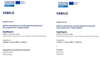 Vabilo na brezplačni usposabljanji o digitalni dostopnosti, 6. in 11. marec 2026 Vabilo na brezplačni usposabljanji o digitalni dostopnosti, 6. in 11. marec 2026