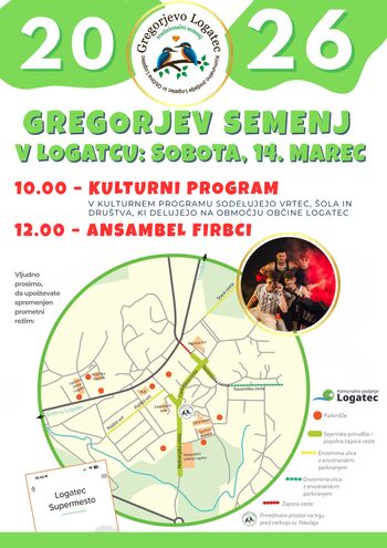 Gregorjev semenj v Logatcu: sobota, 14. 3. 2026