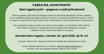 Javni posvet: Naš Logatec jutri – pogovor o naši prihodnosti (23. 4. ob 19. uri, ND Logatec)