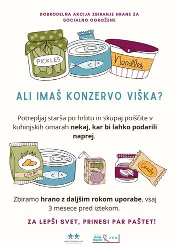 Zbiranje hrane na osnovnih šolah in vrtcih