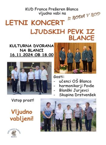 LETNI KONCERT LJUDSKIH PEVK IZ BLANCE z gosti