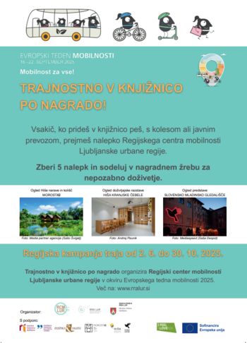 Pridite v knjižnico na trajnosten način in sodelujte v žrebu za nepozabna doživetja v Ljubljanski urbani regiji
