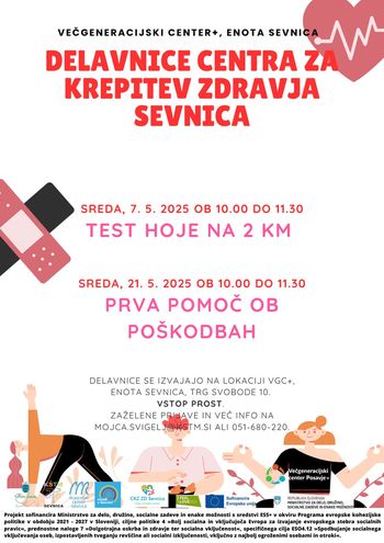 Delavnica Centra za krepitev zdravja Sevnica: Test hoje na 2 kilometra