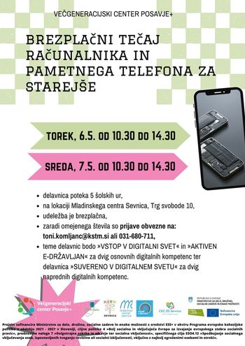 Brezplačni tečaj računalnika in pametnega telefona za starejše