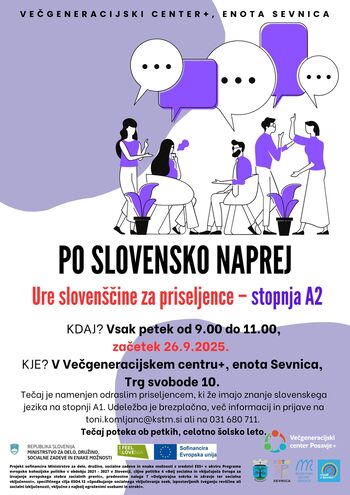 Tečaj slovenskega jezika za priseljence - stopnja A2 - ODPOVEDAN ZARADI BOLEZNI PREDAVATELJICE