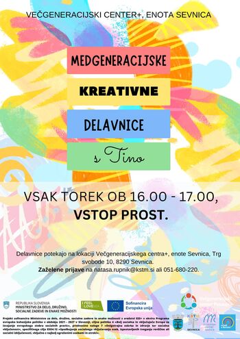 Medgeneracijske kreativne delavnice s Tino - ODPOVEDANA ZARADI ODSOTNOSTI IZVAJALKE