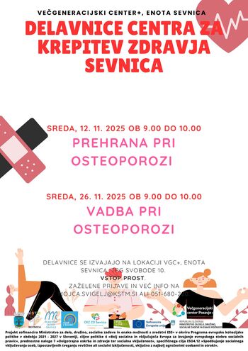 Delavnice Centra za krepitev zdravja Sevnica: Prehrana pri osteoporozi