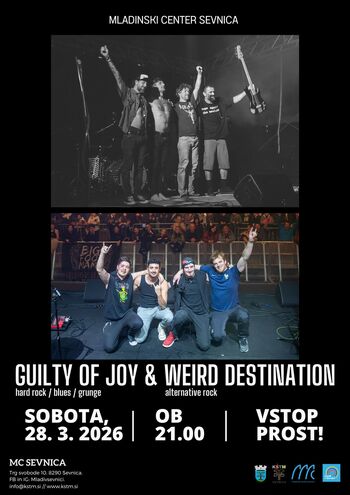 Rock koncert s skupinama Guilty of Joy in Weird Destination