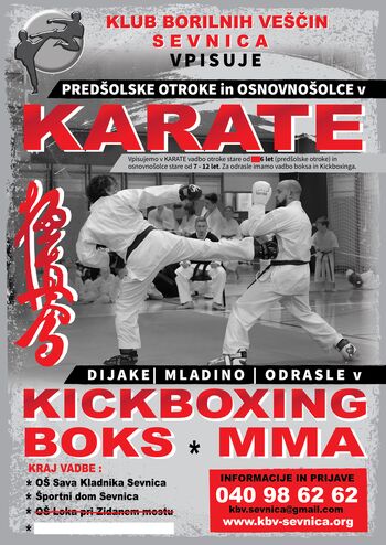 VPIS v KARATE, KICKBOXING in BOKS