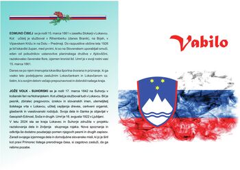 Odkritje spominske plošče Jožetu Volku - Suhorskemu, predavanje in koncert ob praznovanju. 