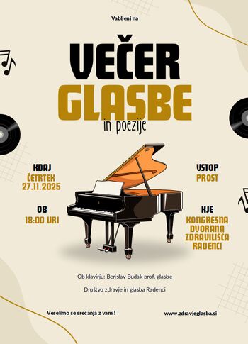Večer glasbe in poezije v Radencih 