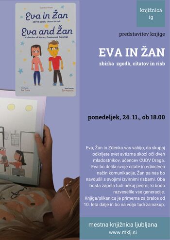 predstavitev knjige Eva in Žan (Eva Troha, Žan Popović in Zdenka Virant)