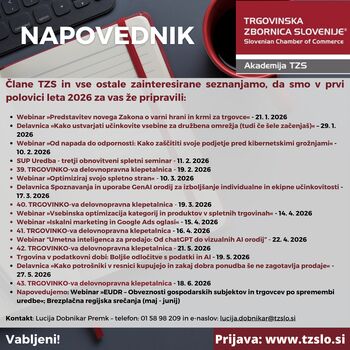 AKADEMIJA TZS: NAPOVEDNIK DOGODKOV V PRVI POLOVICI LETA 2026